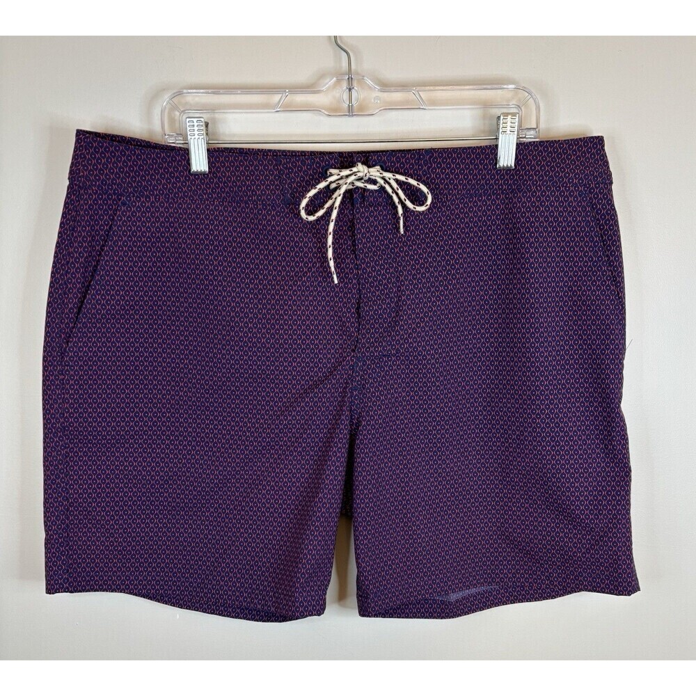 J CREW Men's 7" Stretch Breaker Board Shorts 38 Purple Print Pockets Surf Swim